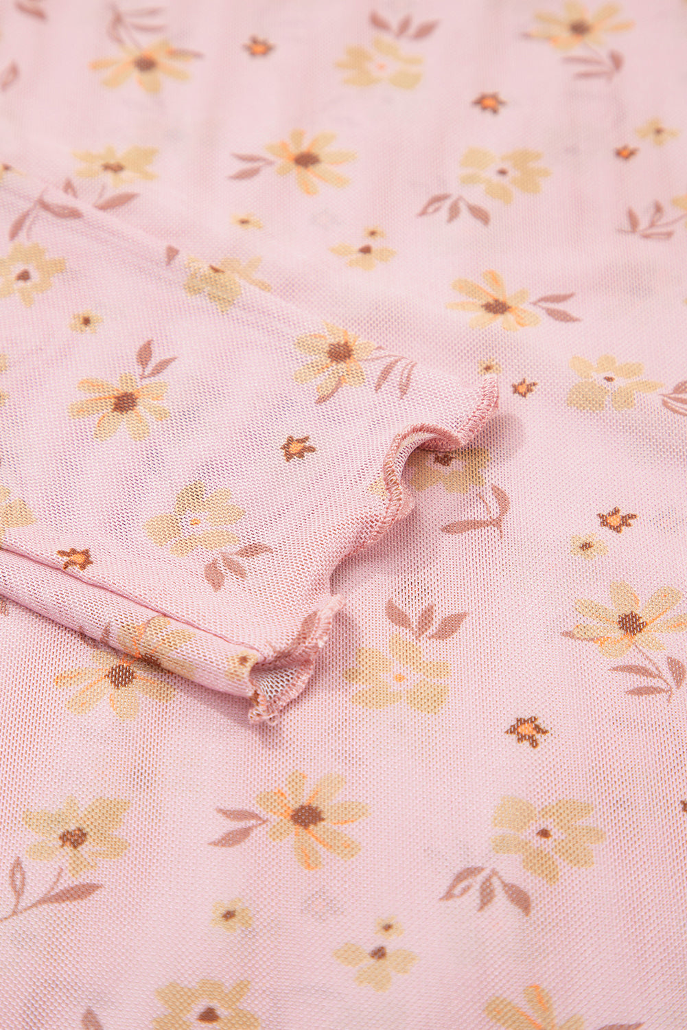 Laurel Green Vintage Floral Print Southern Style Mesh Long Sleeve Top