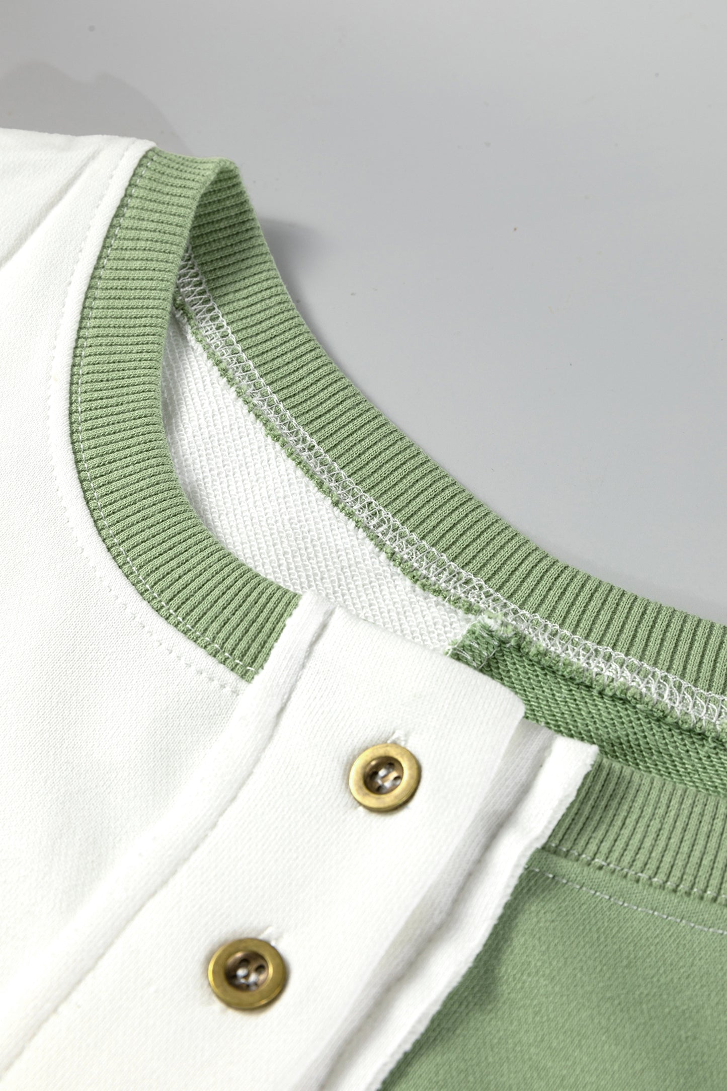 Color black Colorblock Henley High Low Oversize Sweatshirt