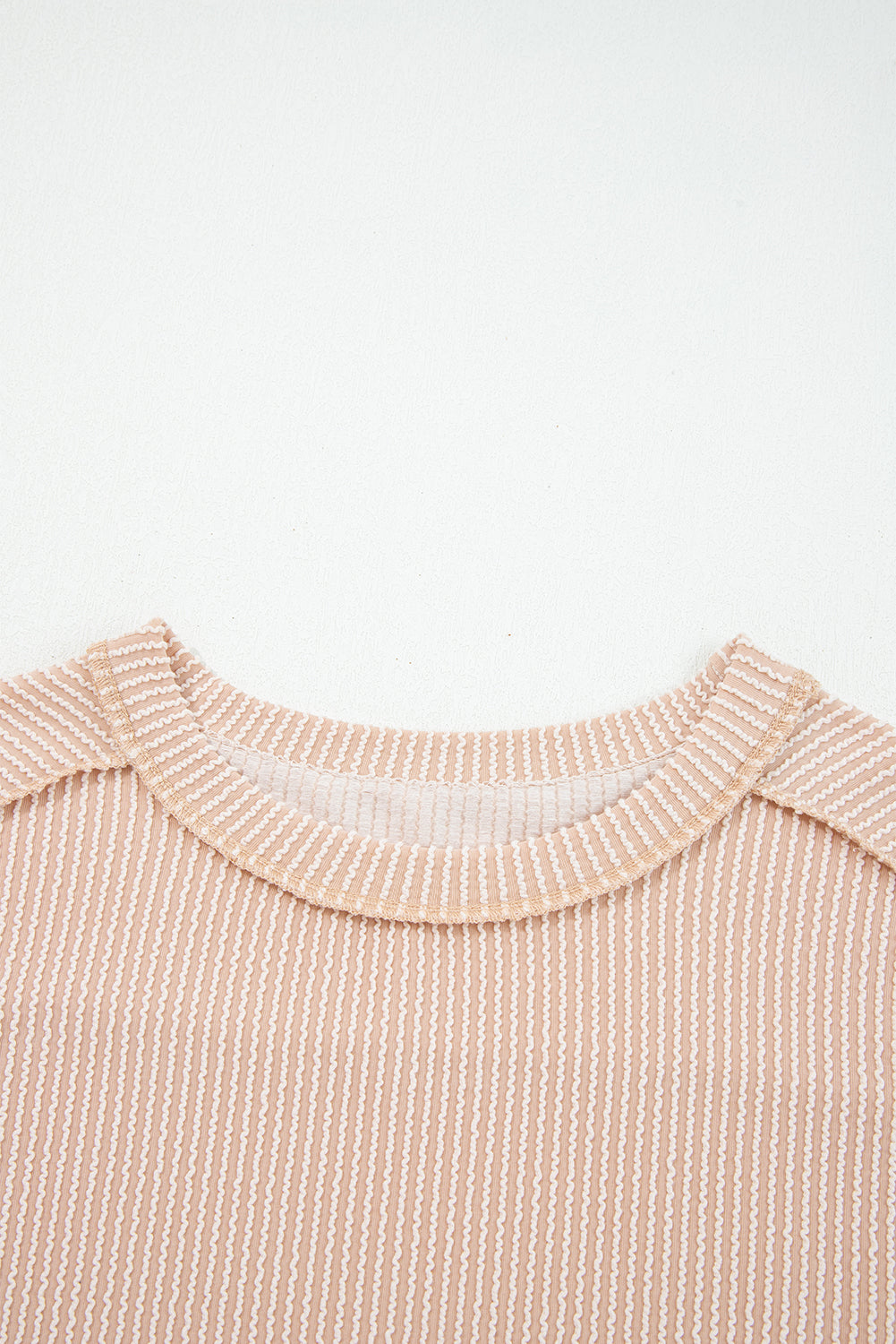 Black Twist Ribbed Exposed Seam Detail Long Sleeve Loose Top