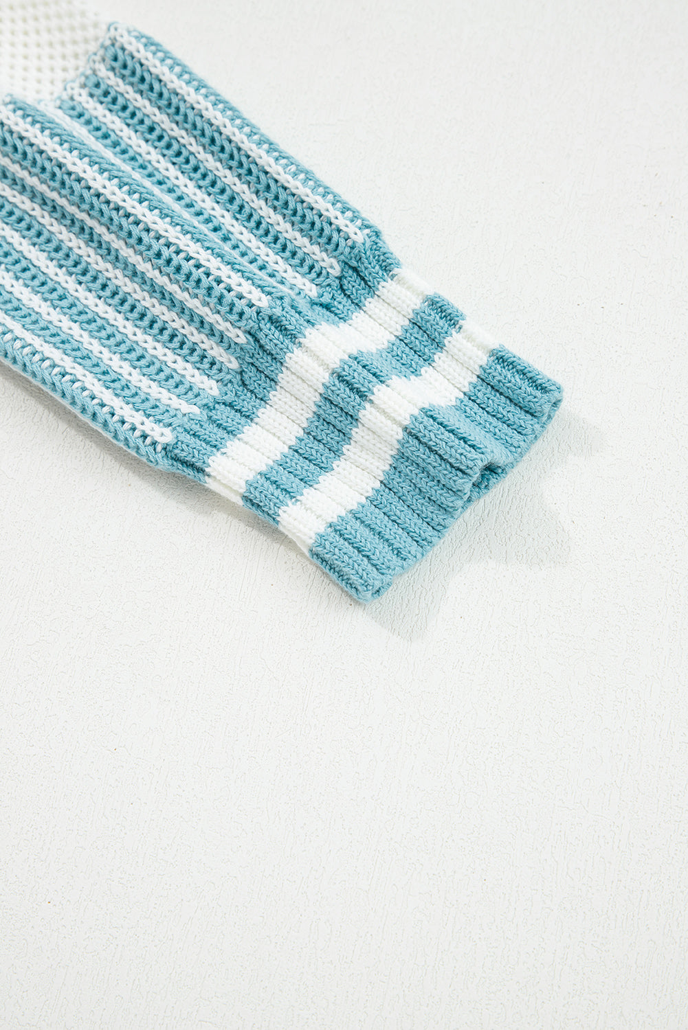 Khaki Two Tone Striped Patchwork Drop Shoulder Loose Sweater