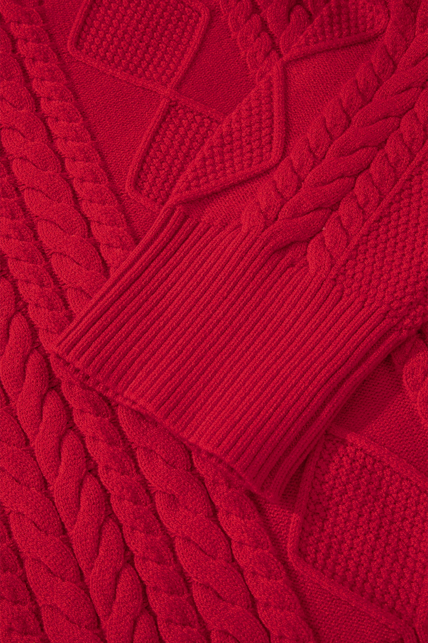 Fiery Red Cable Knit Baggy Sweater