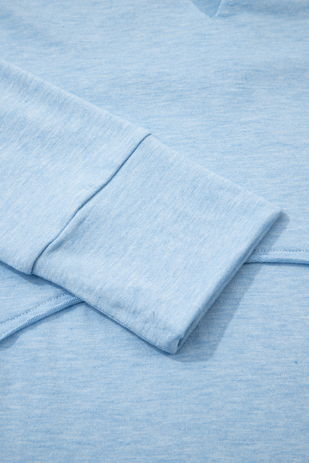 Myosotis Notched Neck Terry Raw Hem Long Sleeve Top