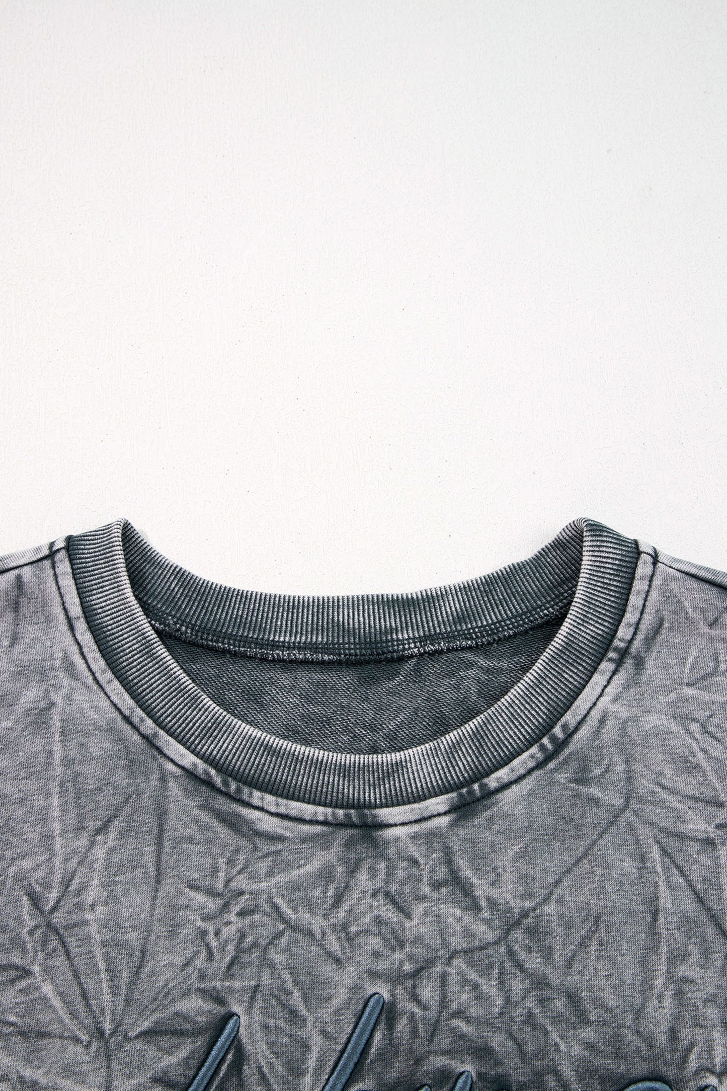 DUNE saved by grace Letter Embroidery Mineral Wash Loose Sweatshirt