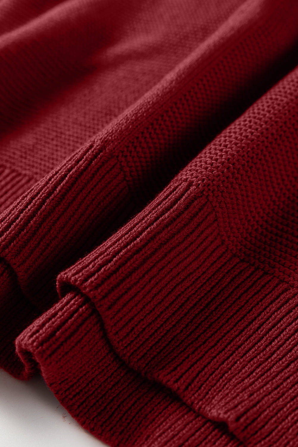 Dirty blue Solid Color Front Seam Drop Shoulder Loose Sweater