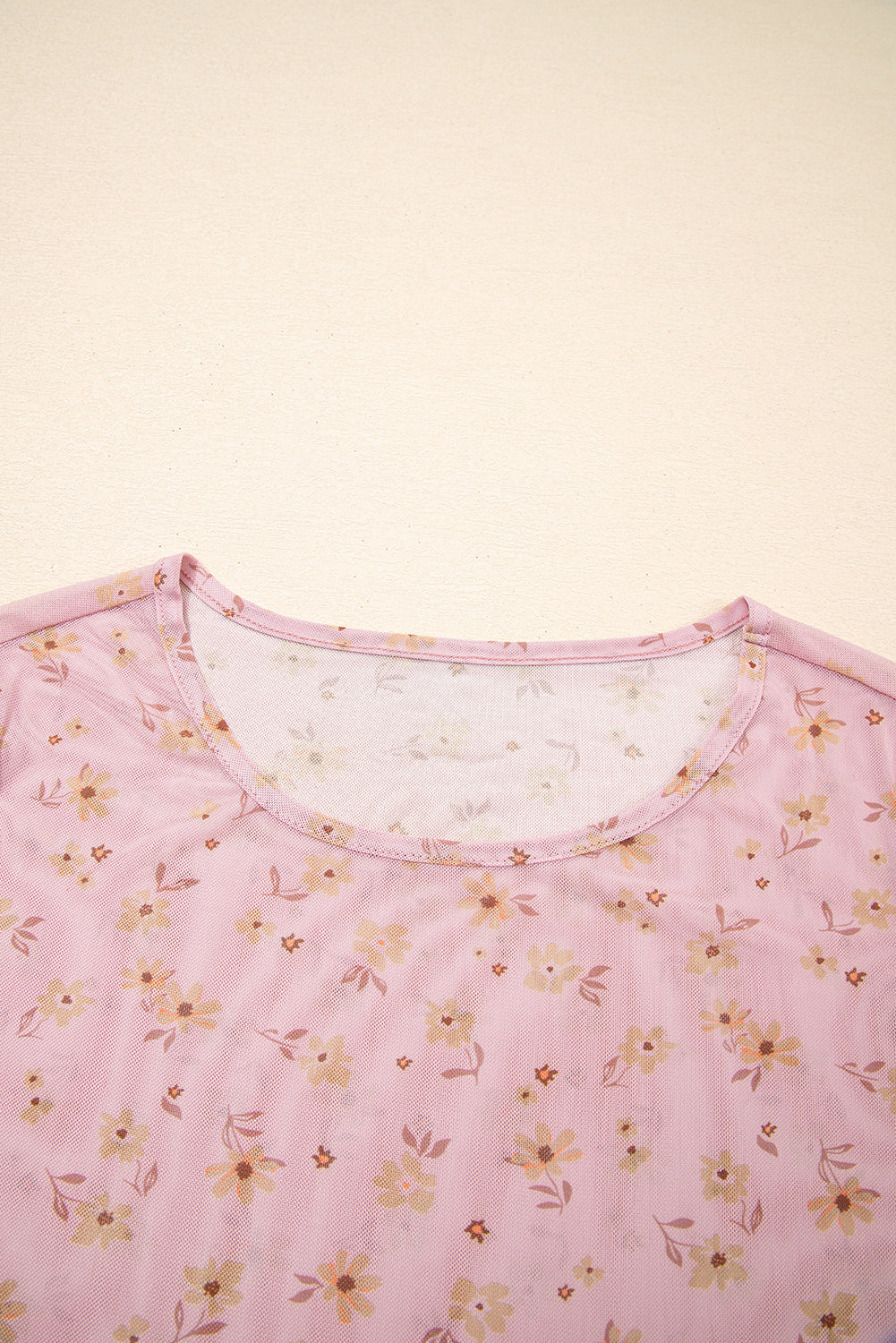 Laurel Green Vintage Floral Print Southern Style Mesh Long Sleeve Top