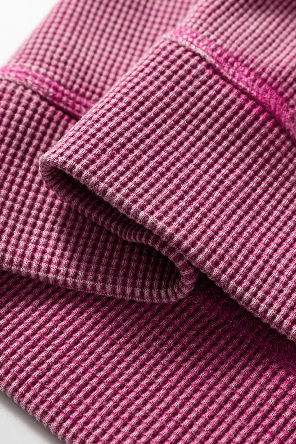 Dark Grey Waffle Knit Patchwork Long Sleeve Loose Top