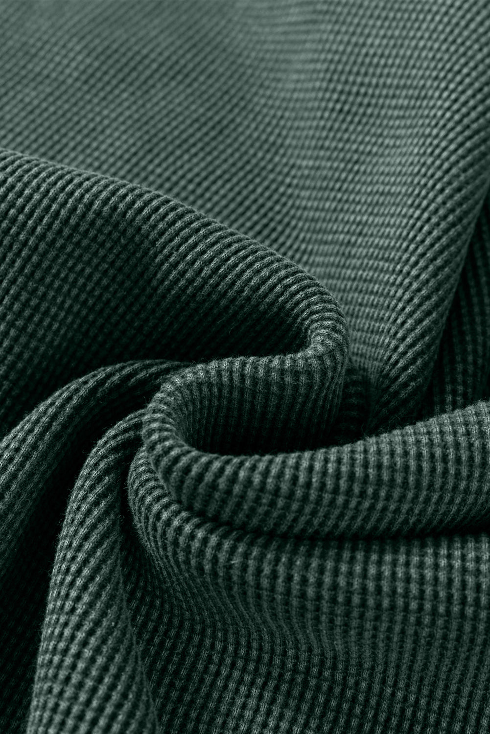 Dark Grey Waffle Knit Patchwork Long Sleeve Loose Top