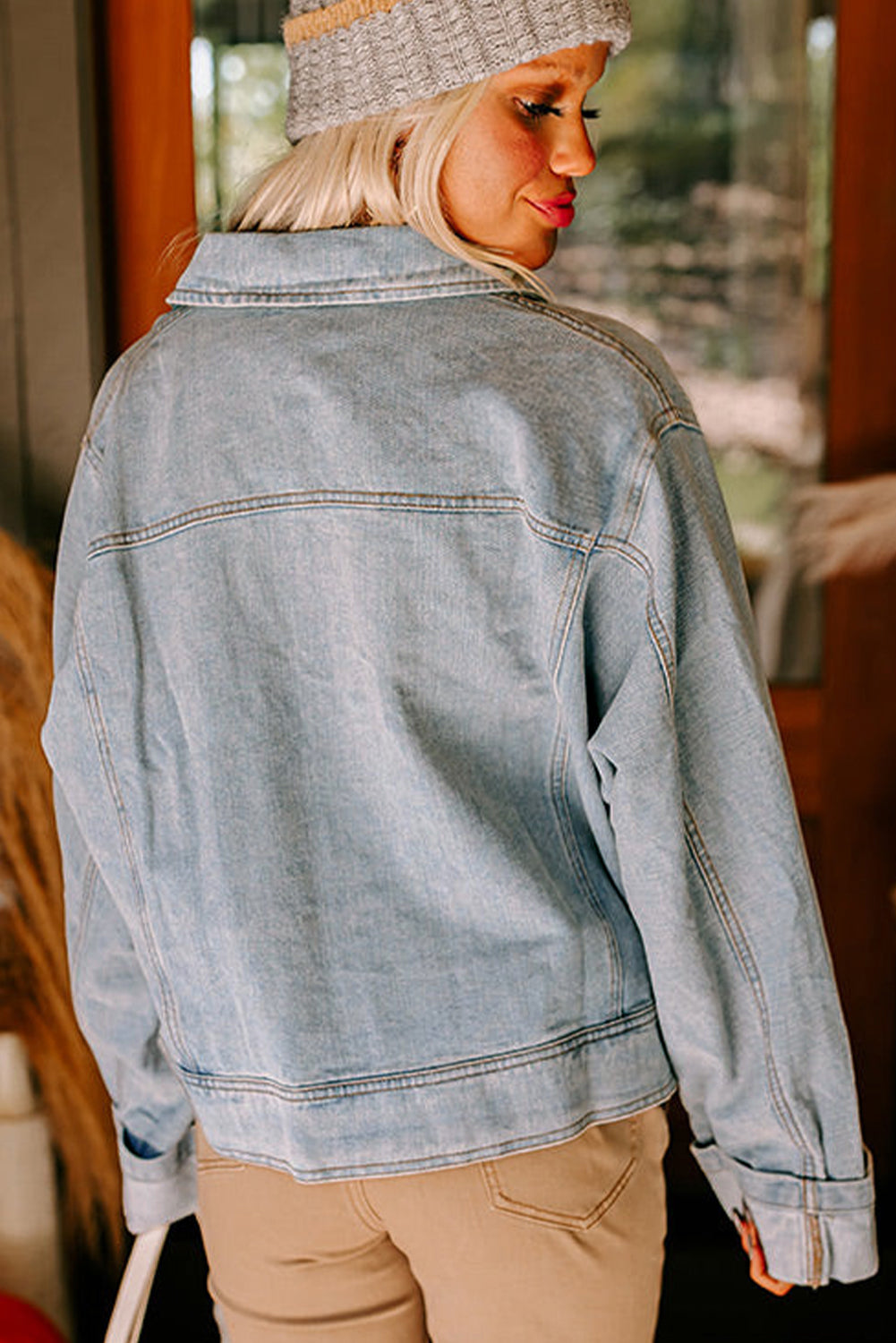 Beau Blue Street Style Zip Up Washed Denim Jacket